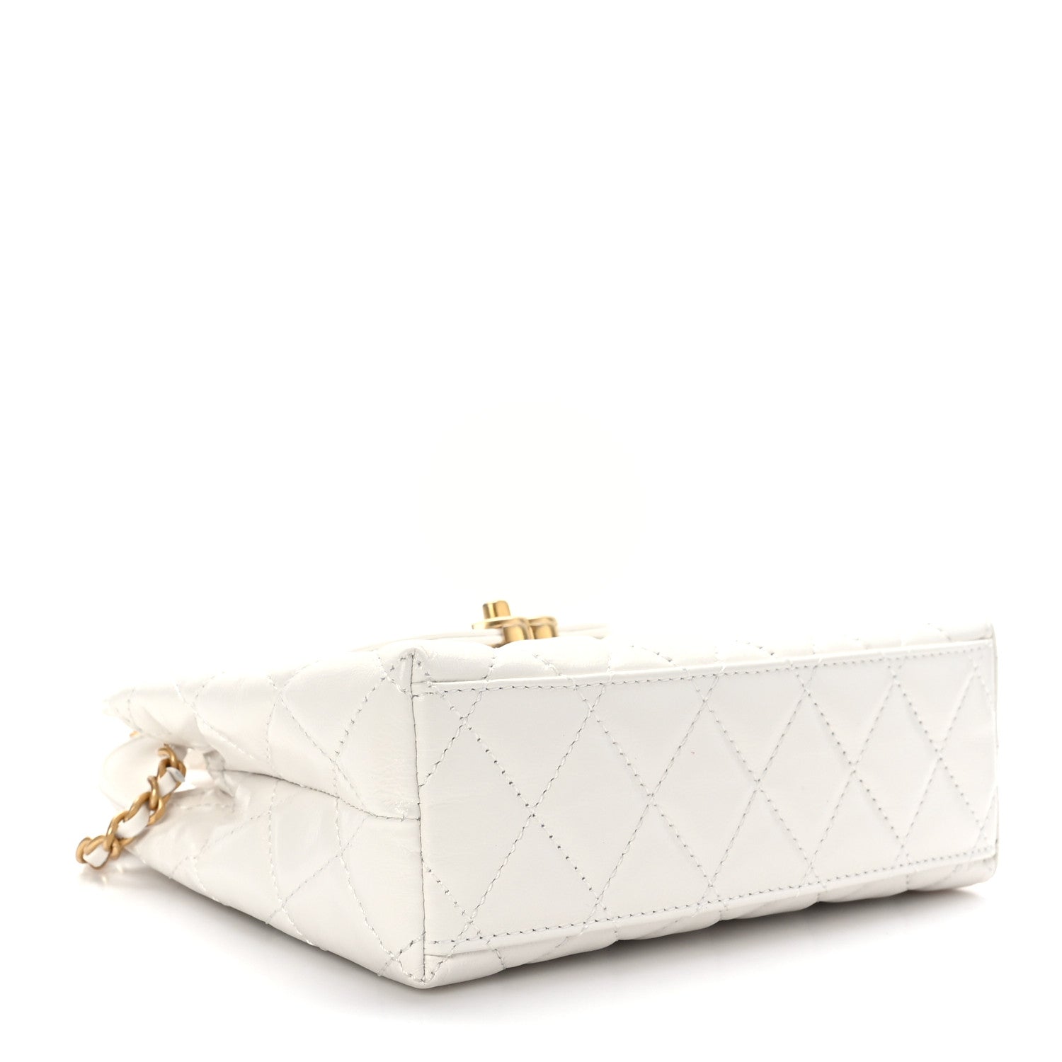 Chanel Shiny Aged Calfskin Quilted Nano Kelly Shopper White 4 of 10