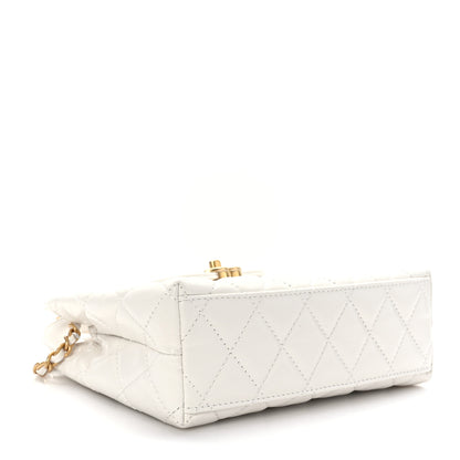 Chanel Shiny Aged Calfskin Quilted Nano Kelly Shopper White 4 of 10