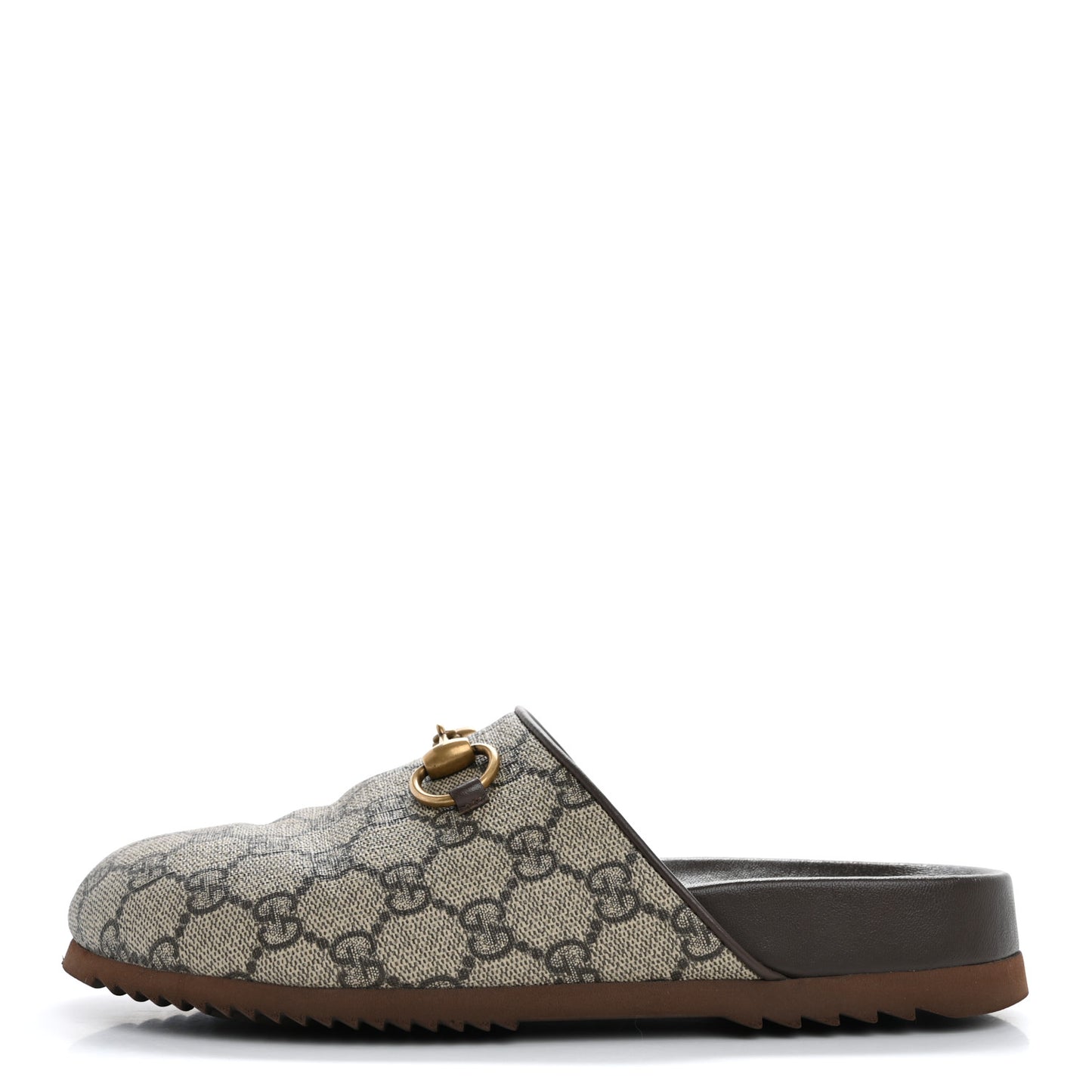 GG Supreme Monogram Miro Soft Calfskin Womens Horsebit Slippers 36 Beige Ebony New Acero