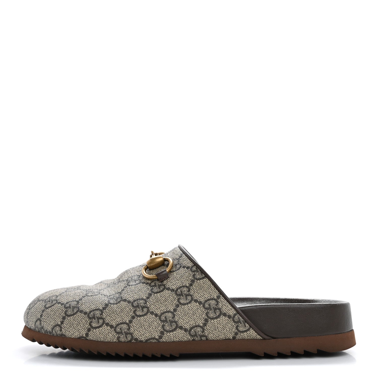 Gucci GG Supreme Monogram Miro Soft Calfskin Womens Horsebit Slippers 36 Beige Ebony New Acero 1 of 12