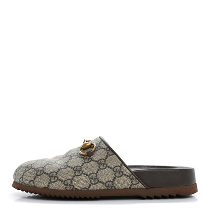 Gucci GG Supreme Monogram Miro Soft Calfskin Womens Horsebit Slippers 36 Beige Ebony New Acero 1 of 12