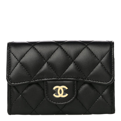 Chanel Lambskin Quilted Flap Card Holder Wallet Black 1 of 10