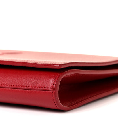 Saint Laurent Calfskin Monogram Large Belle De Jour Clutch Red 8 of 9