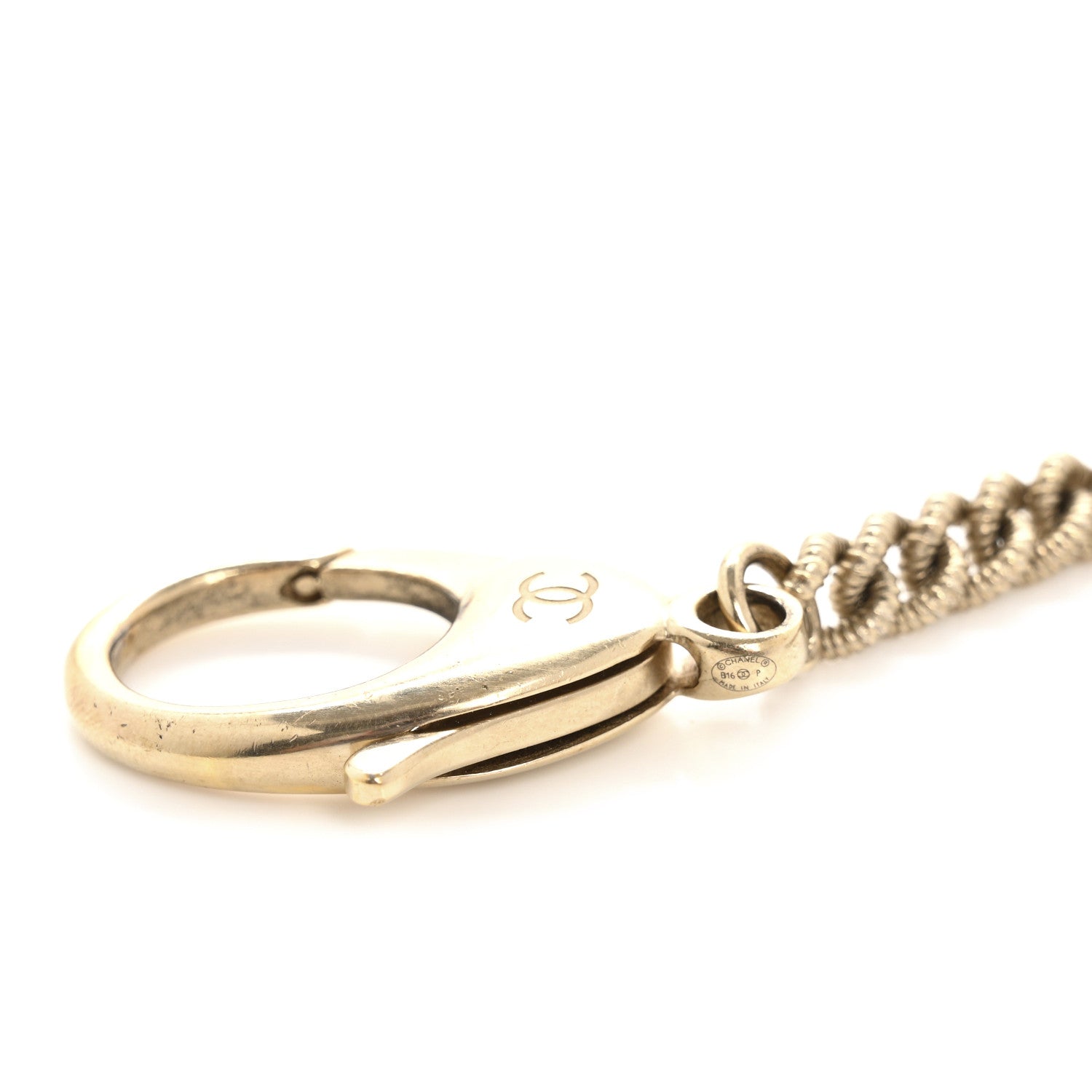 Chanel Metal Quilted CC Bag Charm Gold Pearly White 3 of 4