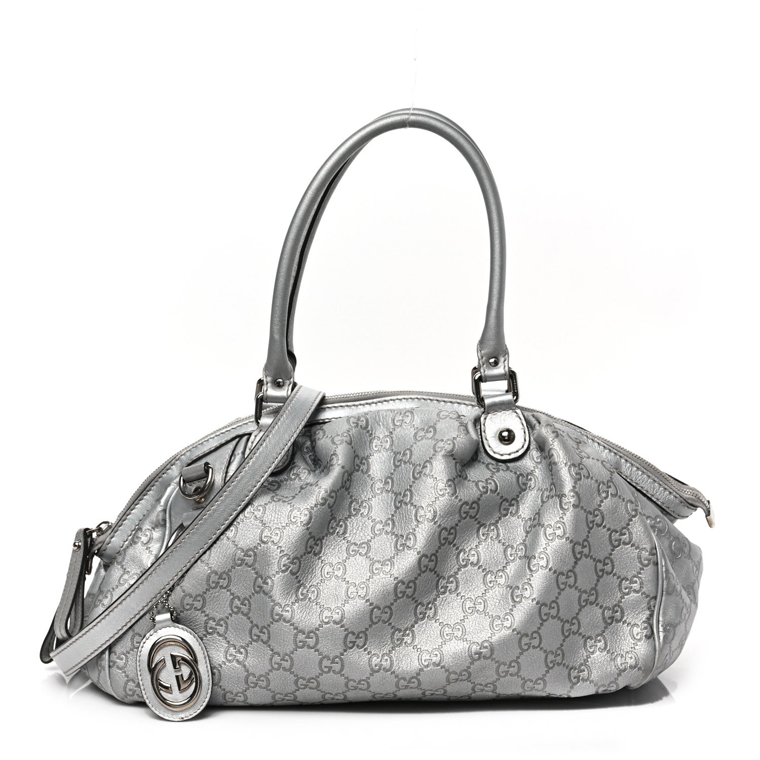 Gucci Metallic Guccissima Medium Sukey Boston Silver 1 of 10