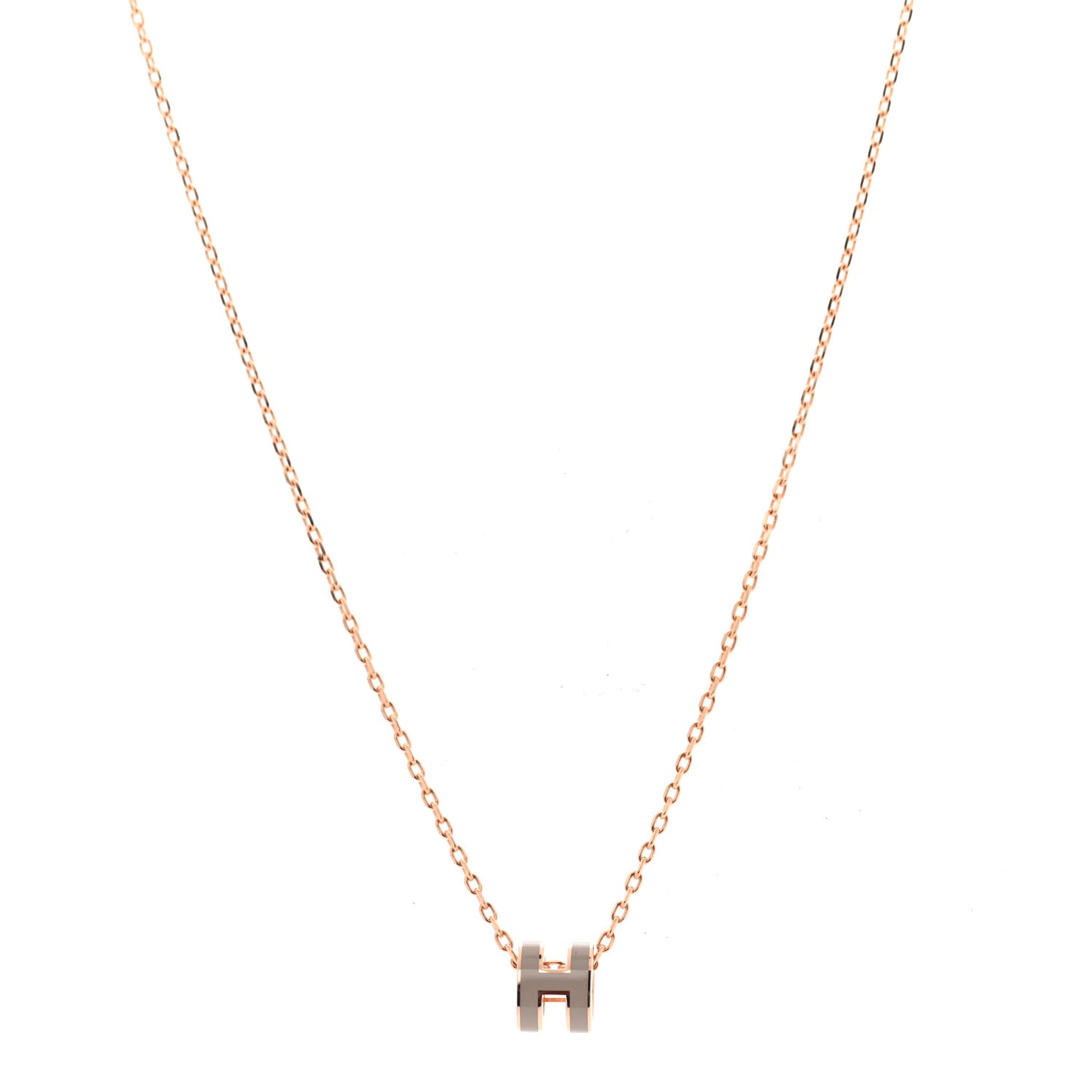 Lacquered Rose Gold Mini Pop H Pendant Necklace Marron Glace