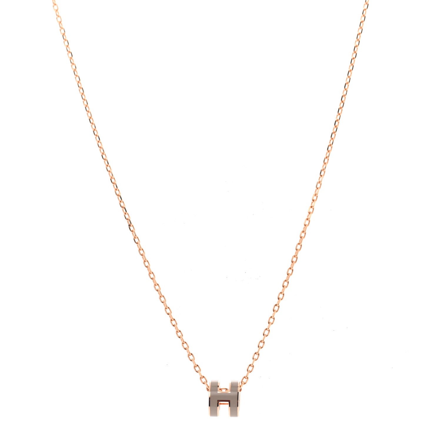 Hermes Lacquered Rose Gold Mini Pop H Pendant Necklace Marron Glace 1 of 6