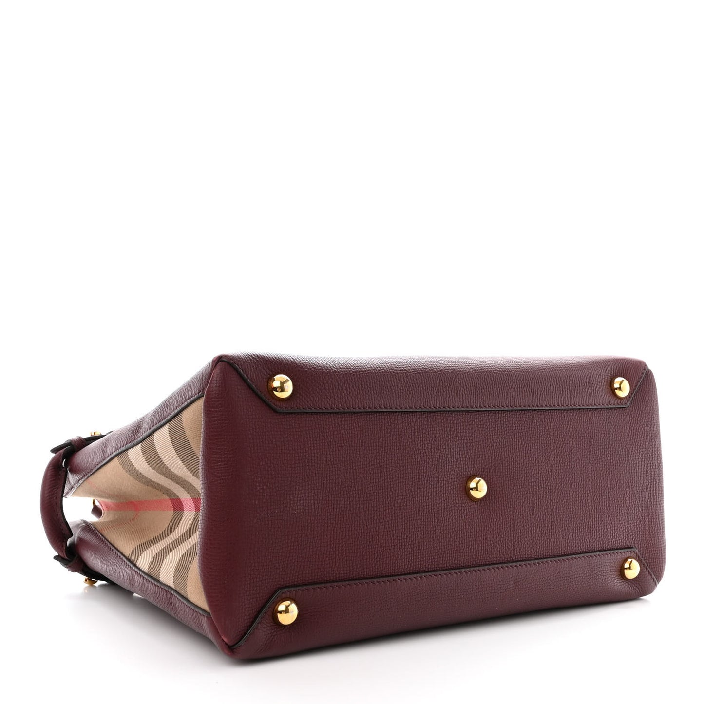 Grainy Calfskin House Check Medium Banner Tote Mahogany Red