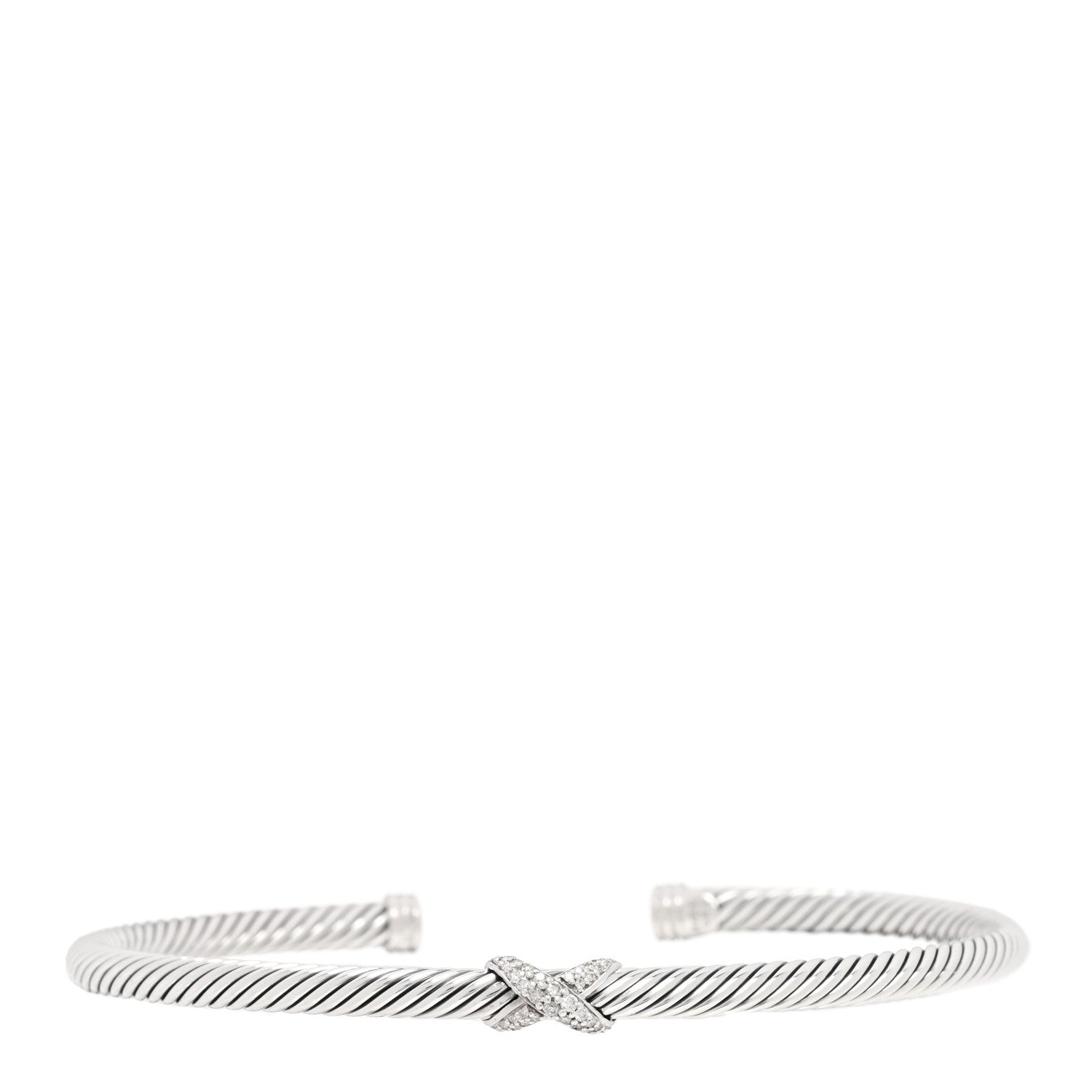 David Yurman Sterling Silver Diamond 4mm X Cable Bracelet 1 of 3