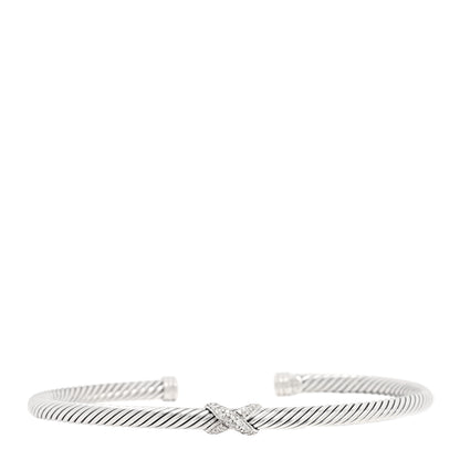 David Yurman Sterling Silver Diamond 4mm X Cable Bracelet 1 of 3