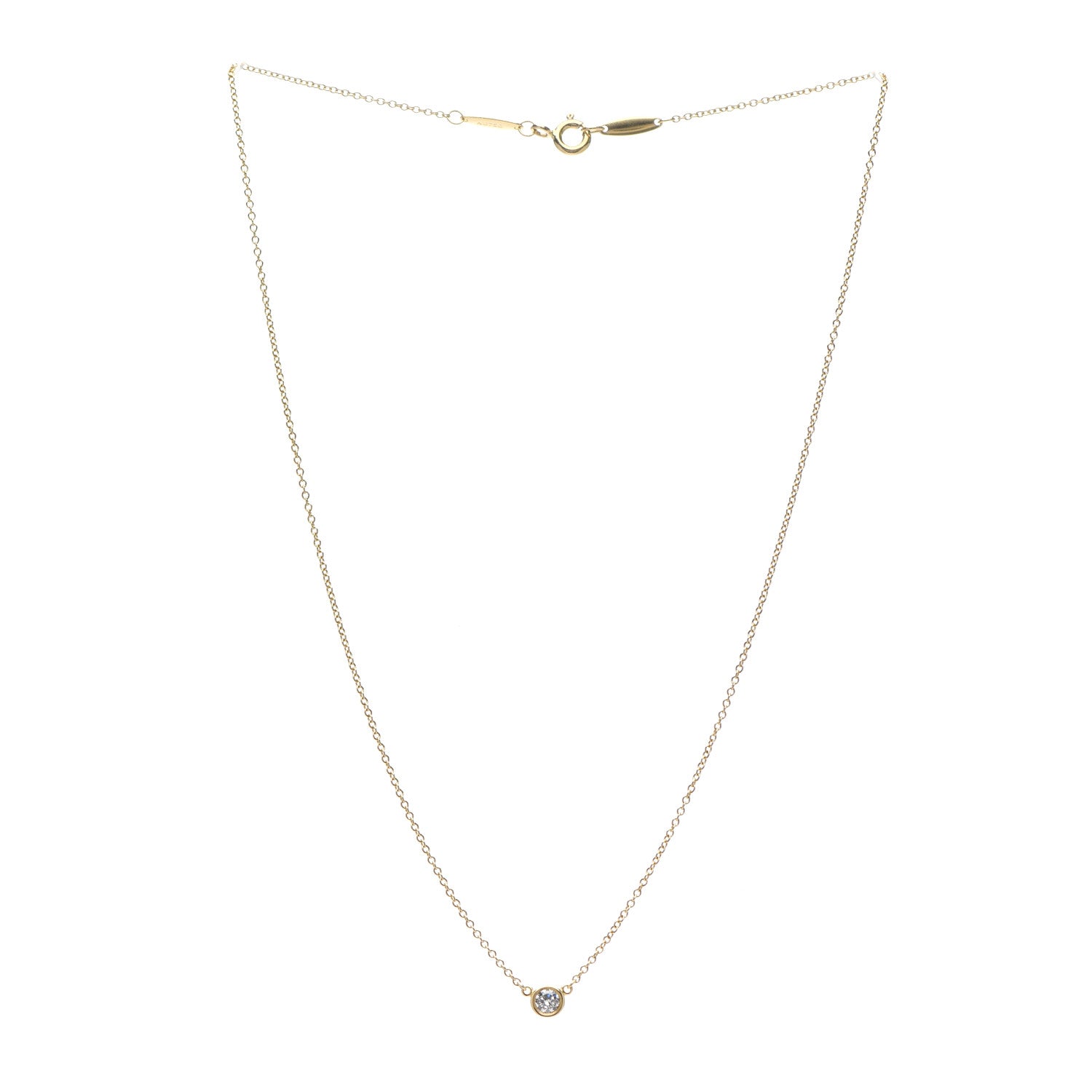 Tiffany 18K Yellow Gold Diamond .12ct Elsa Peretti Diamonds by the Yard Pendant Necklace 3 of 4