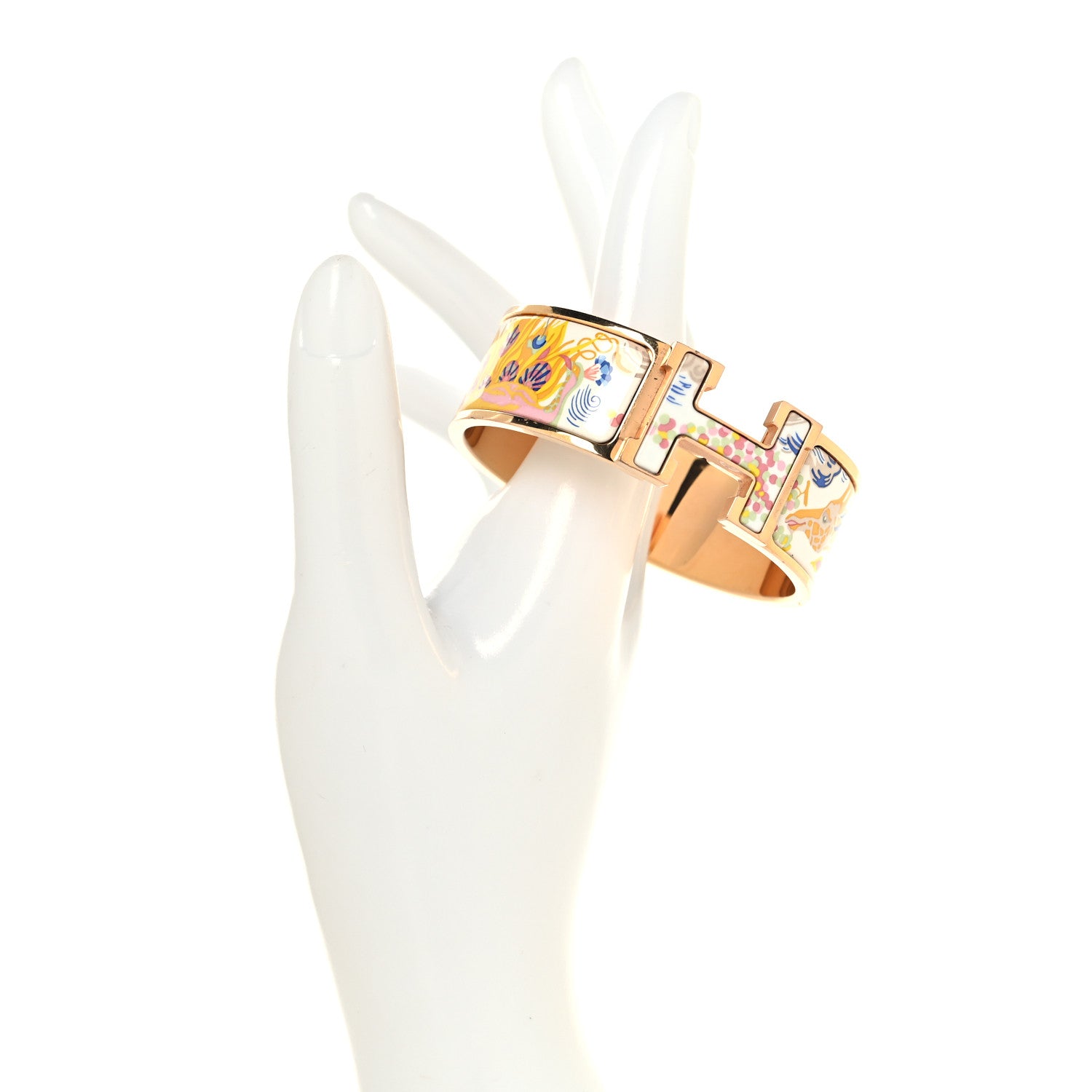 Hermes Enamel Wide Print Emile Et Une Nuit Clic Clac H Bracelet PM