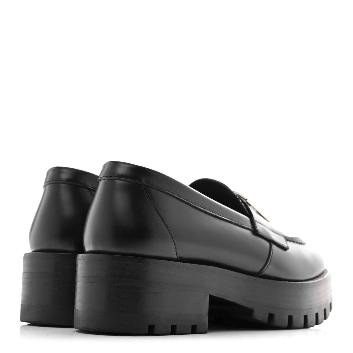 Calfskin Metal CC Loafers 35 Black