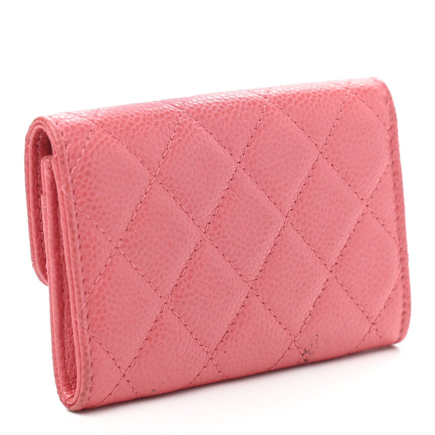Chanel Caviar Quilted Flap Card Holder Wallet Pink 3 of 9