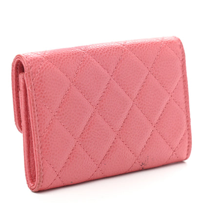 Chanel Caviar Quilted Flap Card Holder Wallet Pink 3 of 9