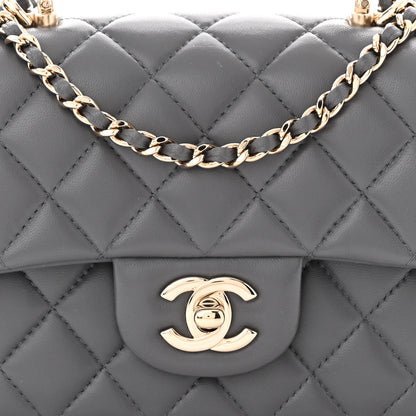 Chanel Lambskin Quilted Mini Chain Top Handle Rectangular Flap Grey 8 of 11