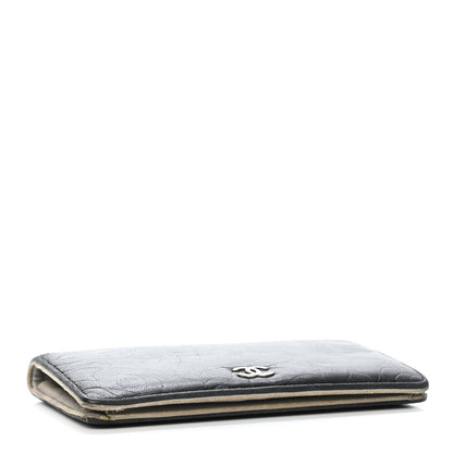 Chanel Lambskin Camellia Embossed Yen Wallet Black 3 of 4