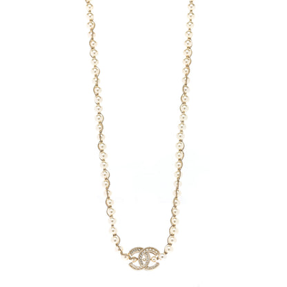 Chanel Metal Pearl Chain CC Long Necklace Gold 1 of 7