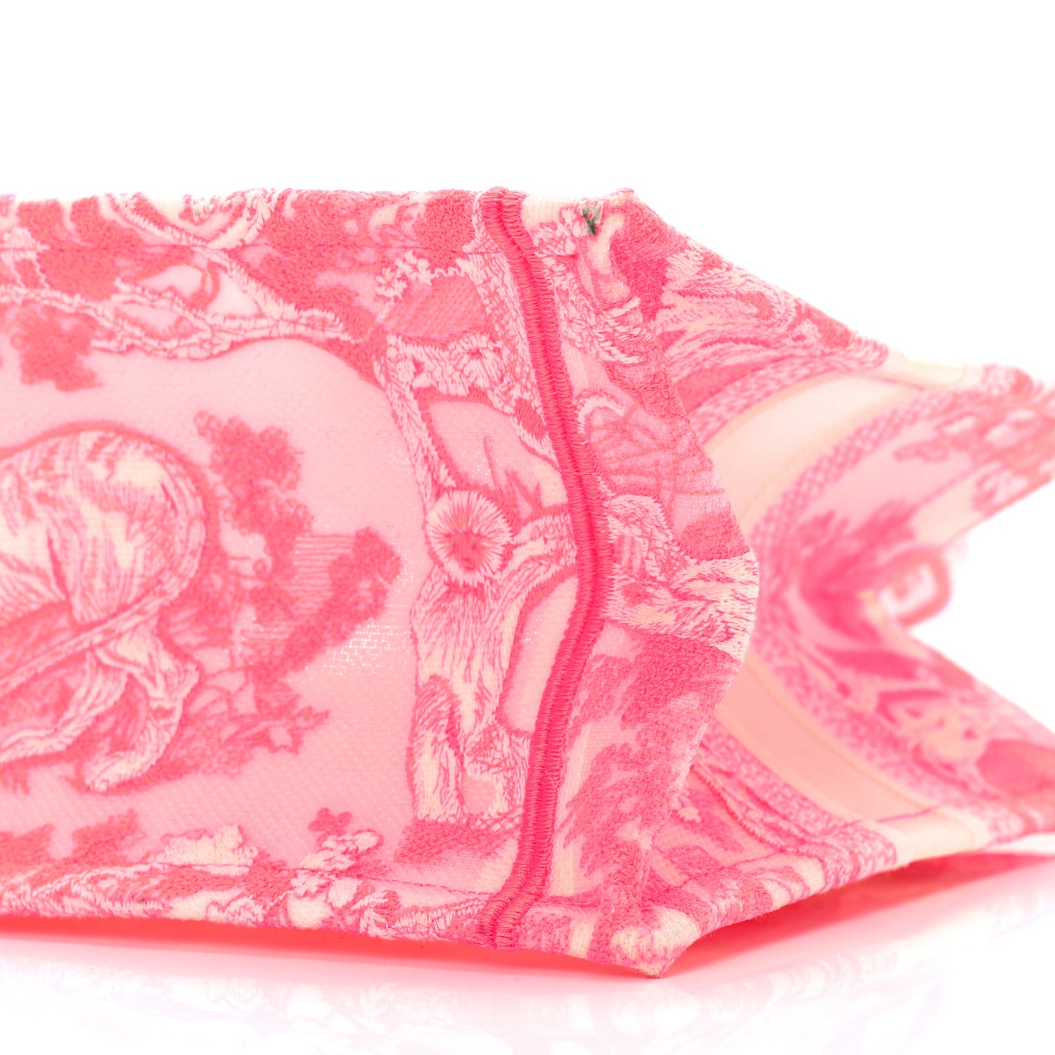 Christian Dior Transparent Canvas Embroidered Small Toile De Jouy Reverse Book Tote Fluorescent Pink 10 of 12