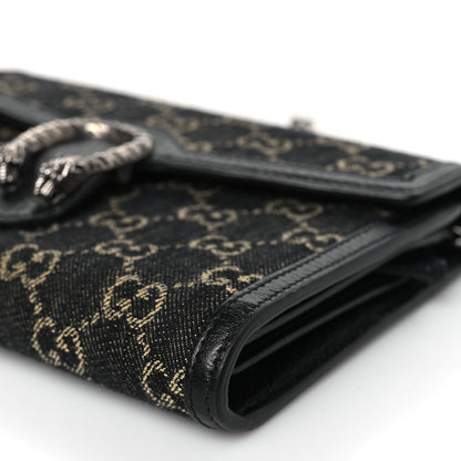 Gucci Jacquard Black Denim GG Monogram Mini Dionysus Chain Wallet Black Ivory 8 of 8