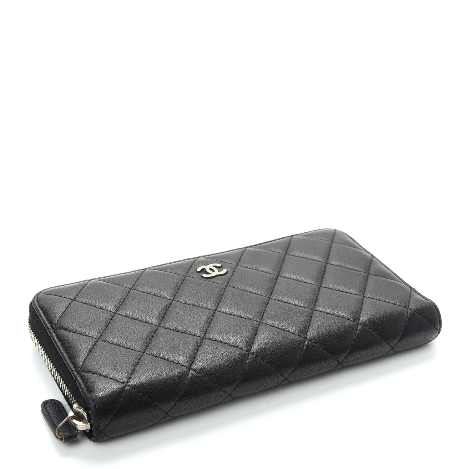 Chanel Lambskin Quilted Large Gusset Zip Around Wallet Black 4 of 8