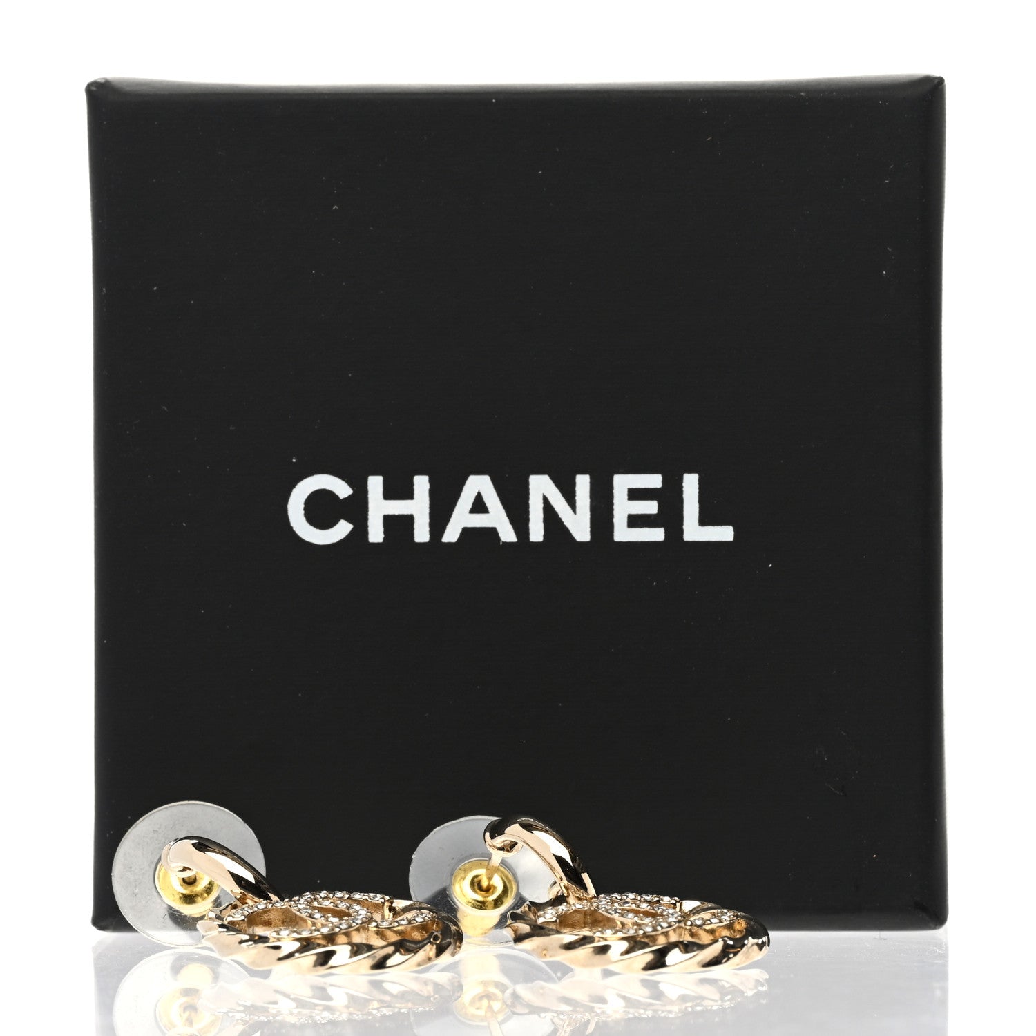 Chanel Twist Crystal CC Drop Earrings Gold 5 of 5