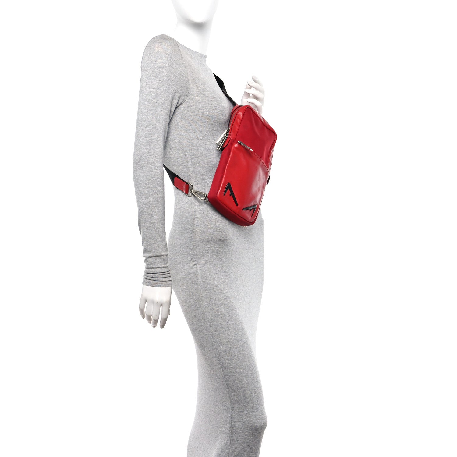 Fendi Nylon Vitello Liberty Monster Eyes Sling Bag Red 2 of 12