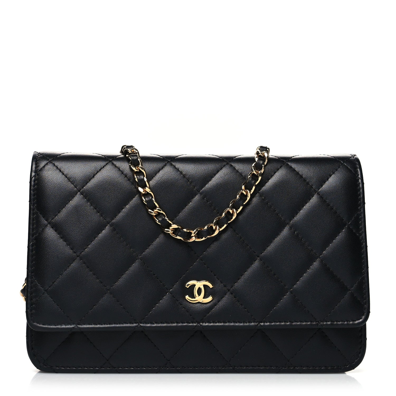 Chanel Lambskin Quilted Wallet On Chain WOC Black 1 of 14