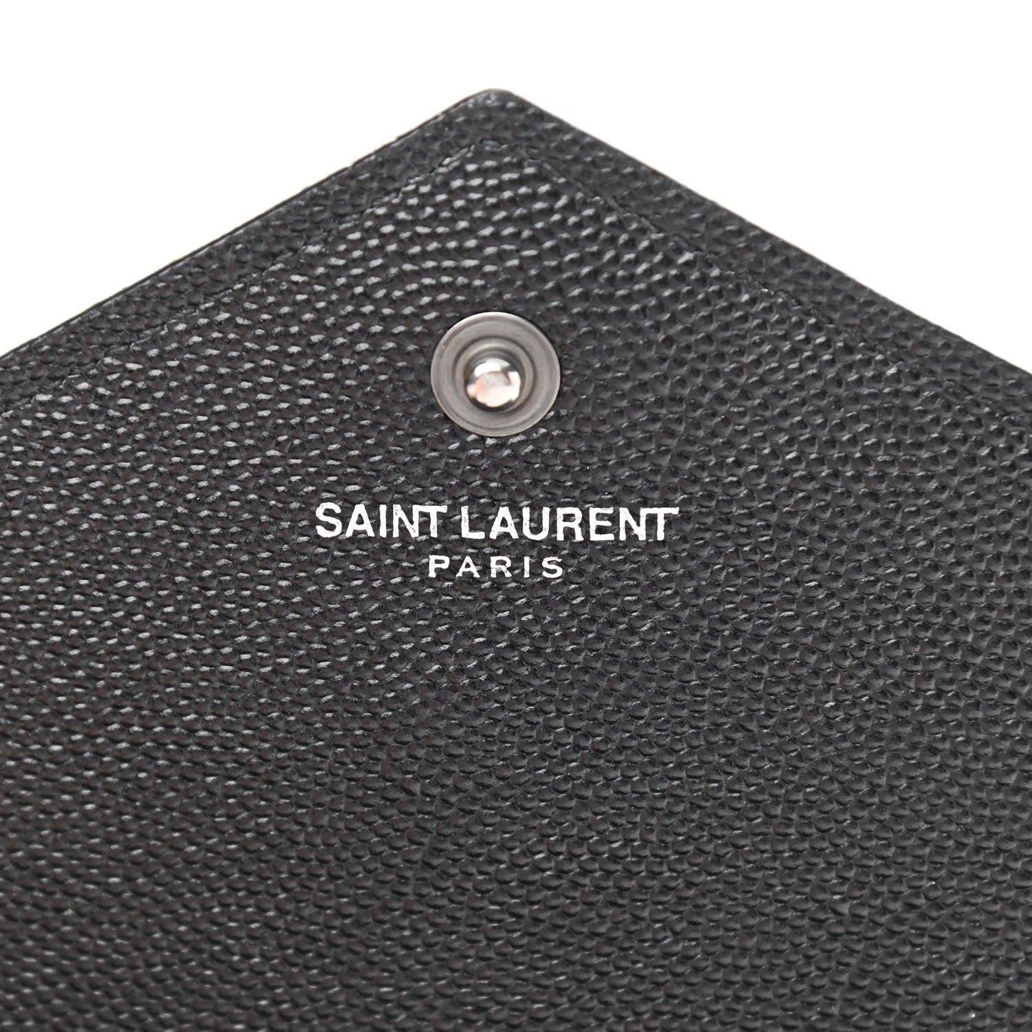 Saint Laurent Grain De Poudre Matelasse Chevron Monogram Chain Wallet Black White 6 of 13