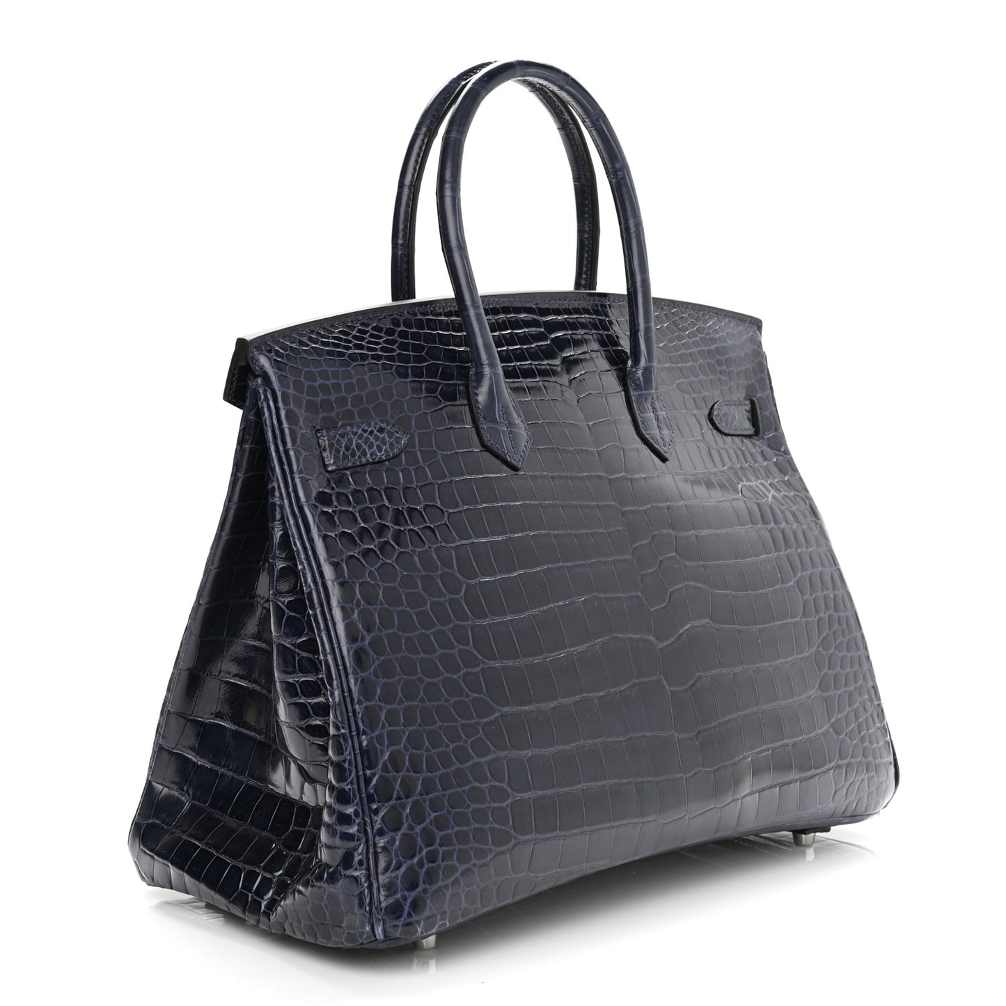 Shiny Porosus Crocodile Birkin 35 Bleu Abysse