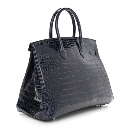 Hermes Shiny Porosus Crocodile Birkin 35 Bleu Abysse 2 of 10
