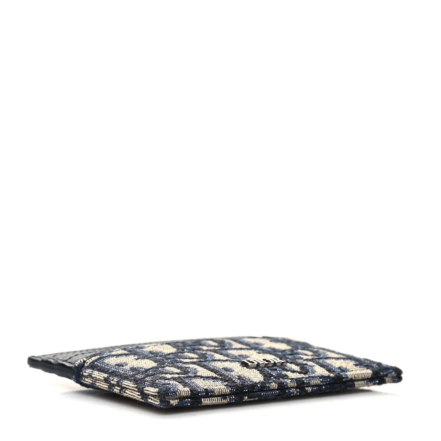 Grained Calfskin Oblique Card Holder Black