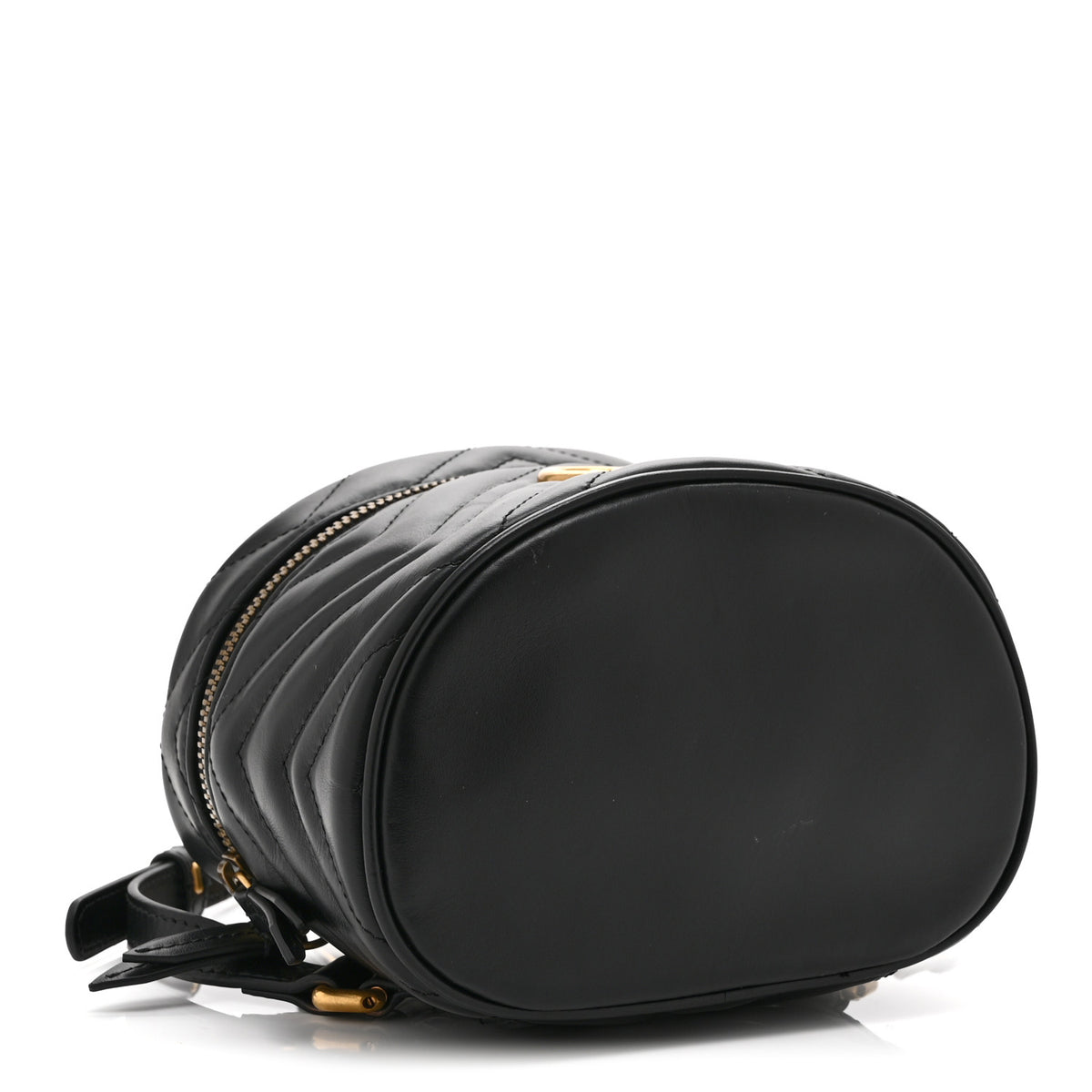Gucci Calfskin Matelasse Mini GG Marmont Round Backpack Black 4 of 10