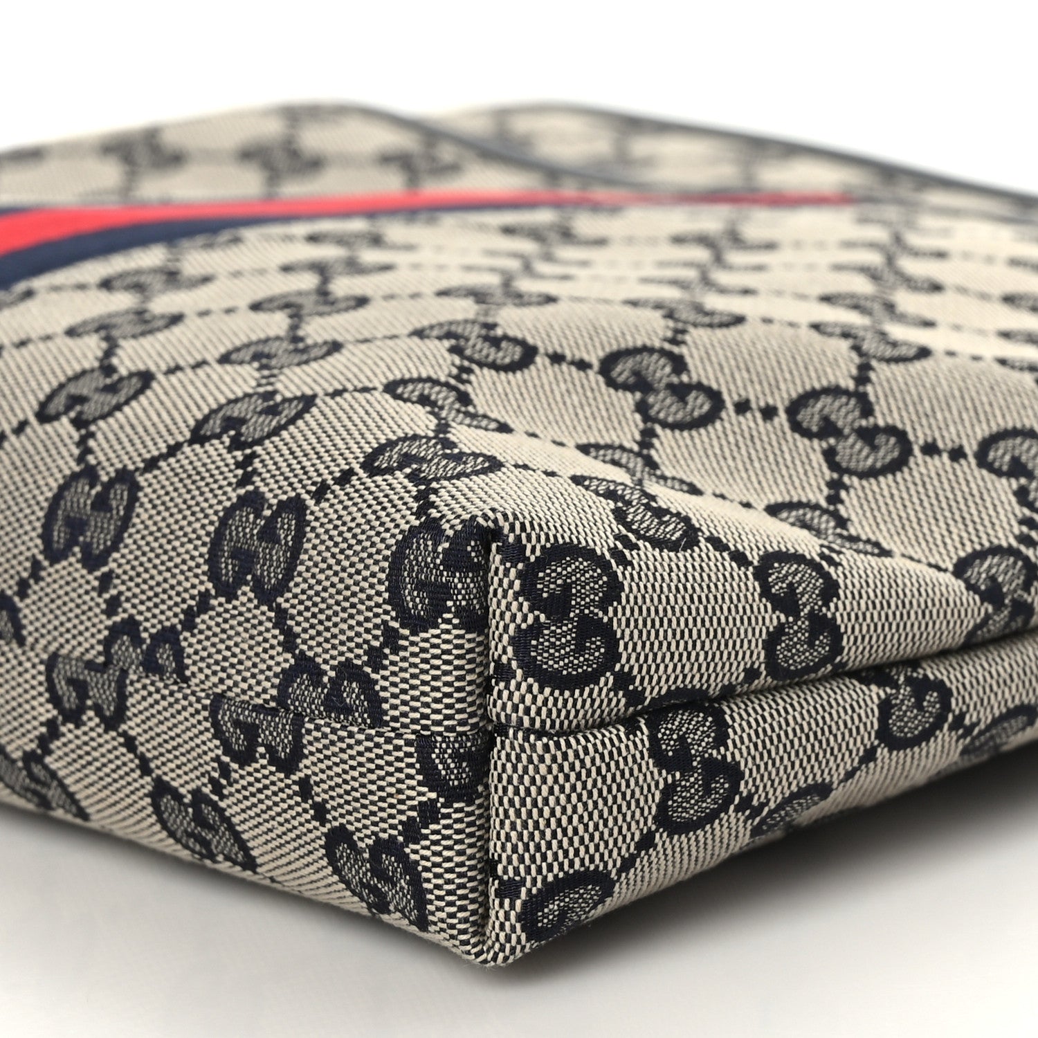 Gucci GG Supreme Monogram Web Flat Messenger Bag Navy 9 of 9