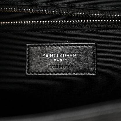 Saint Laurent Grain De Poudre Matelasse Chevron Large Monogram Satchel Black 6 of 9