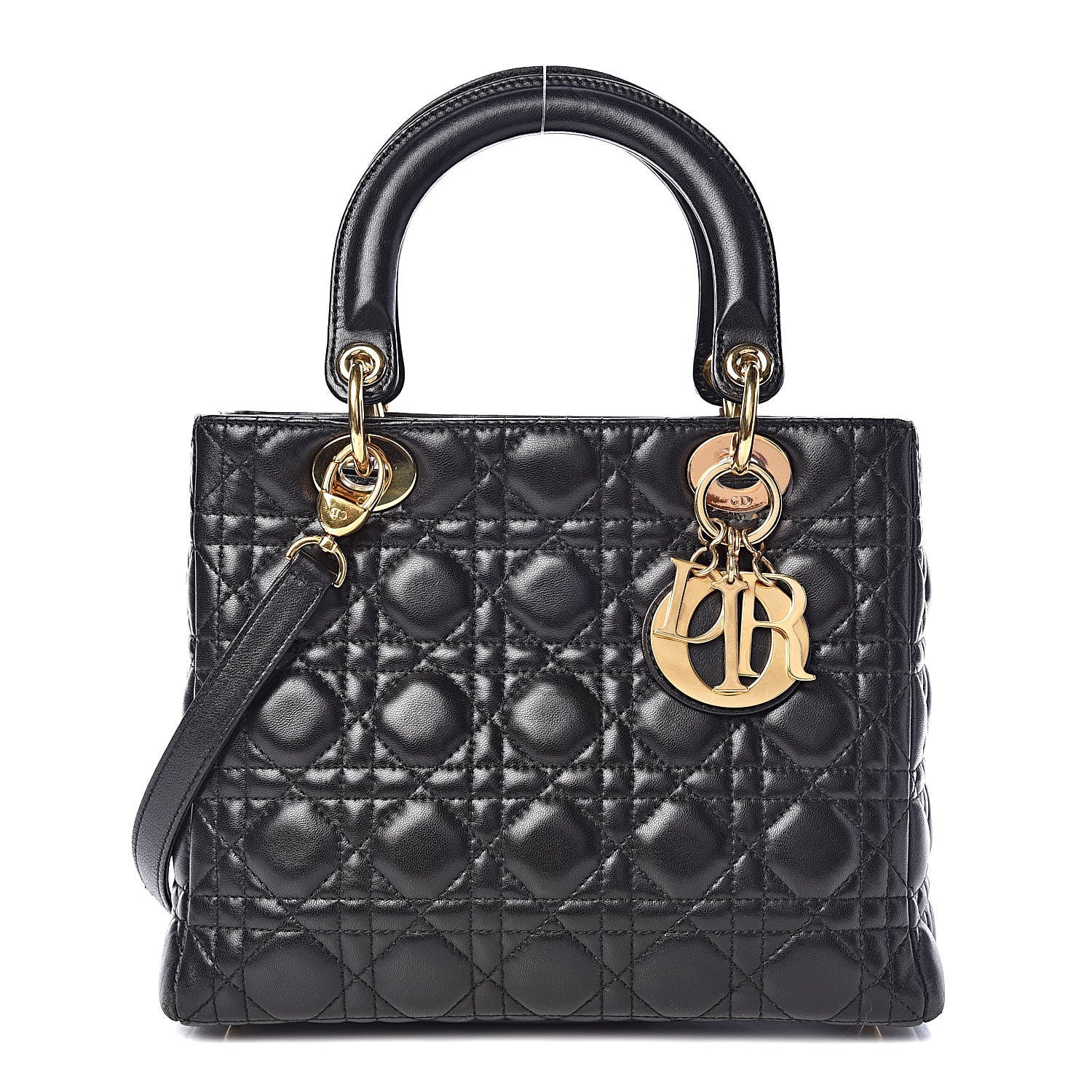 Christian Dior Lambskin Cannage Medium Lady Dior Black 1 of 21