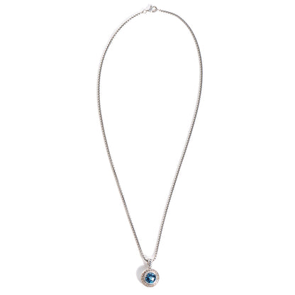 David Yurman Sterling Silver Diamond Blue Topaz Necklace 3 of 5