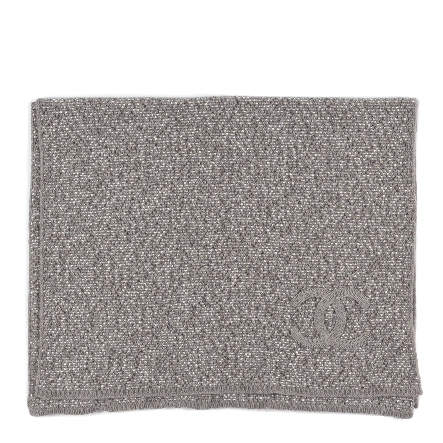 Chanel Cotton Cashmere Lurex CC Scarf Grey 1 of 6