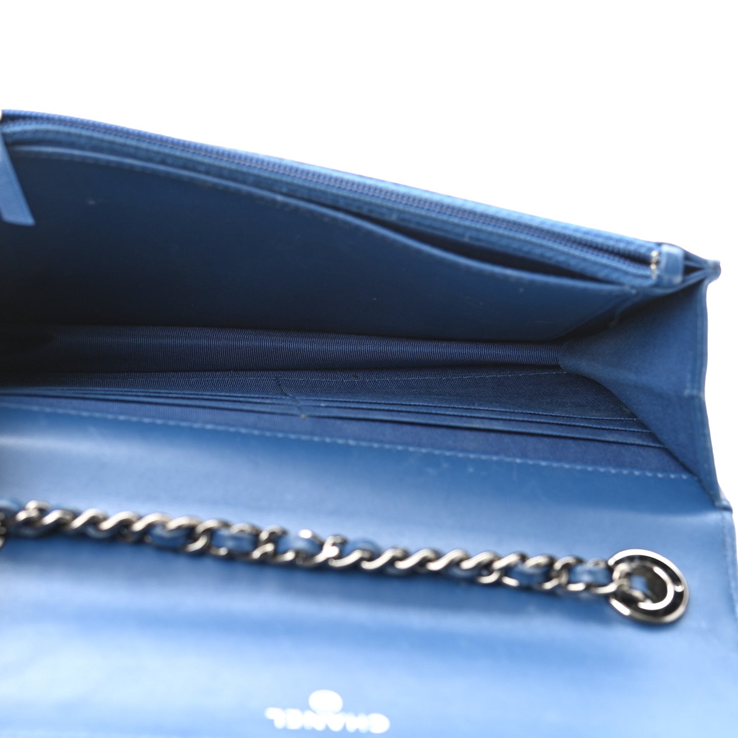 Lambskin Quilted Trendy CC Wallet On Chain WOC Blue
