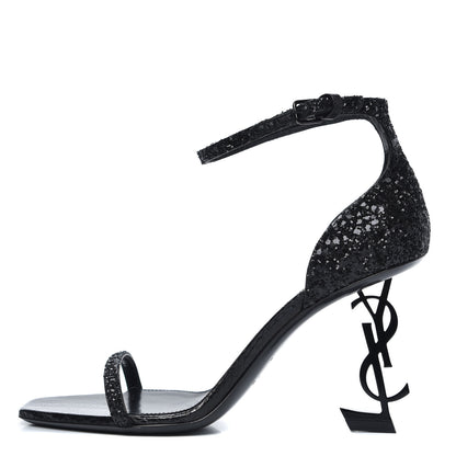 Saint Laurent Glitter Opyum 85 Sandals 37 Black 1 of 8