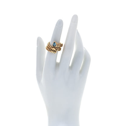Bulgari 18K Yellow Gold Blue Topaz Tubogas Ring 52 6 2 of 5