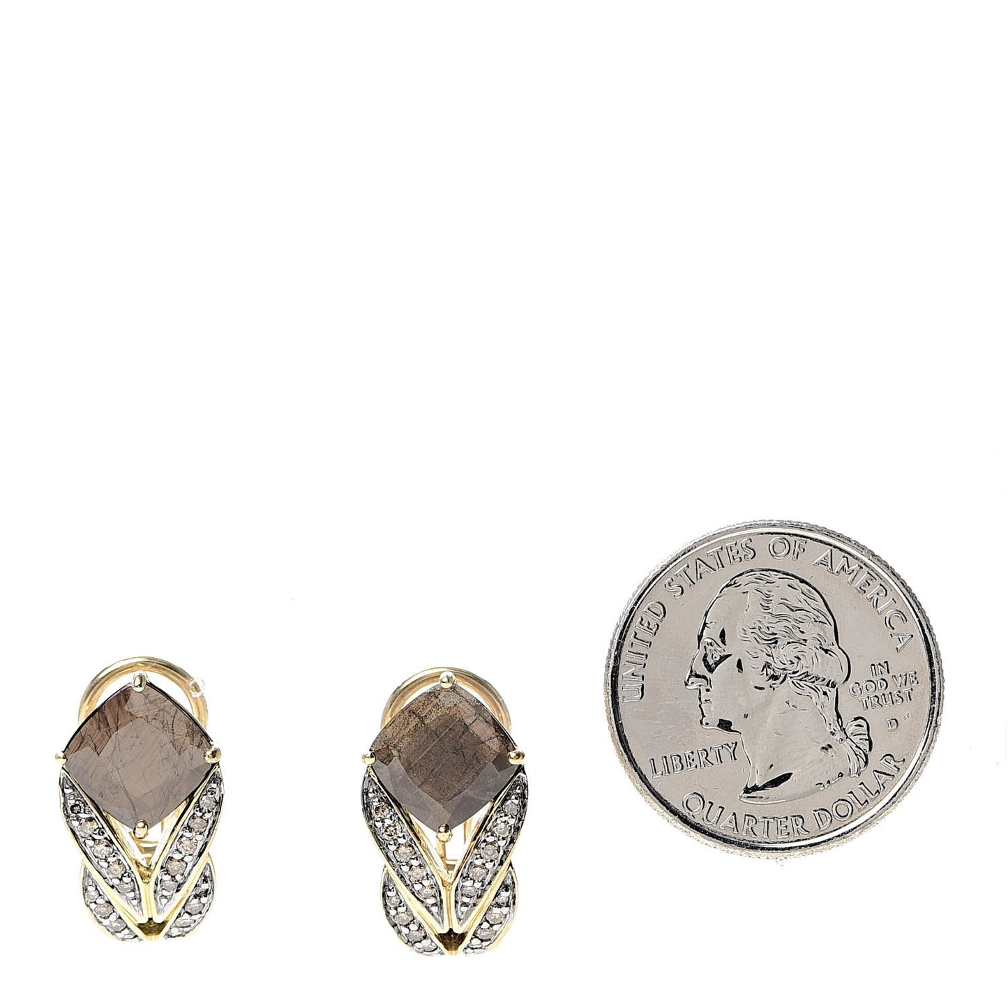 18K Yellow Gold Diamond Golden Sheen Sapphire Modern Chain Magic Cut Drop Earrings