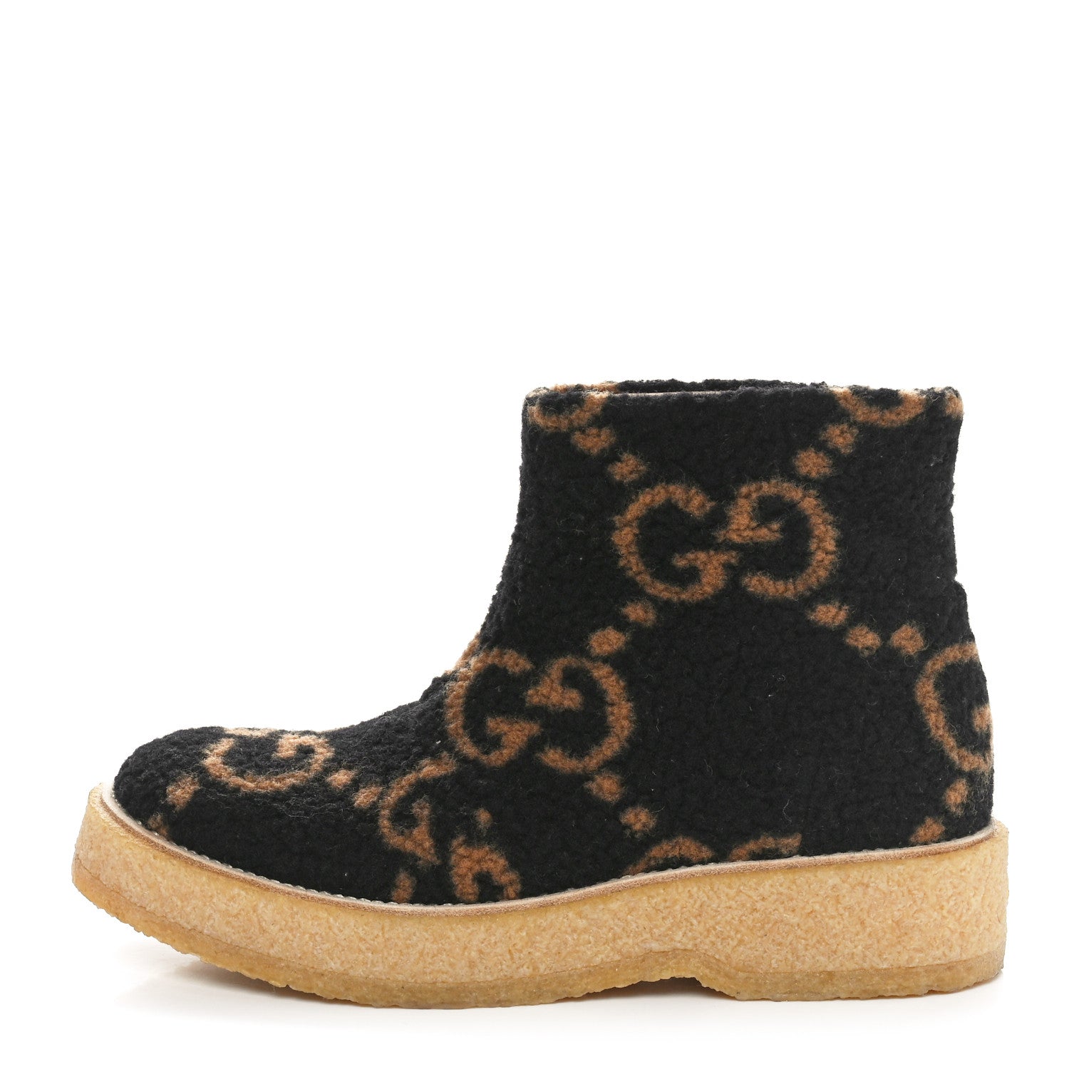 Gucci Faux Shearling Hooper GG Womens Ankle Boots 40 Black Natural Tan 1 of 8