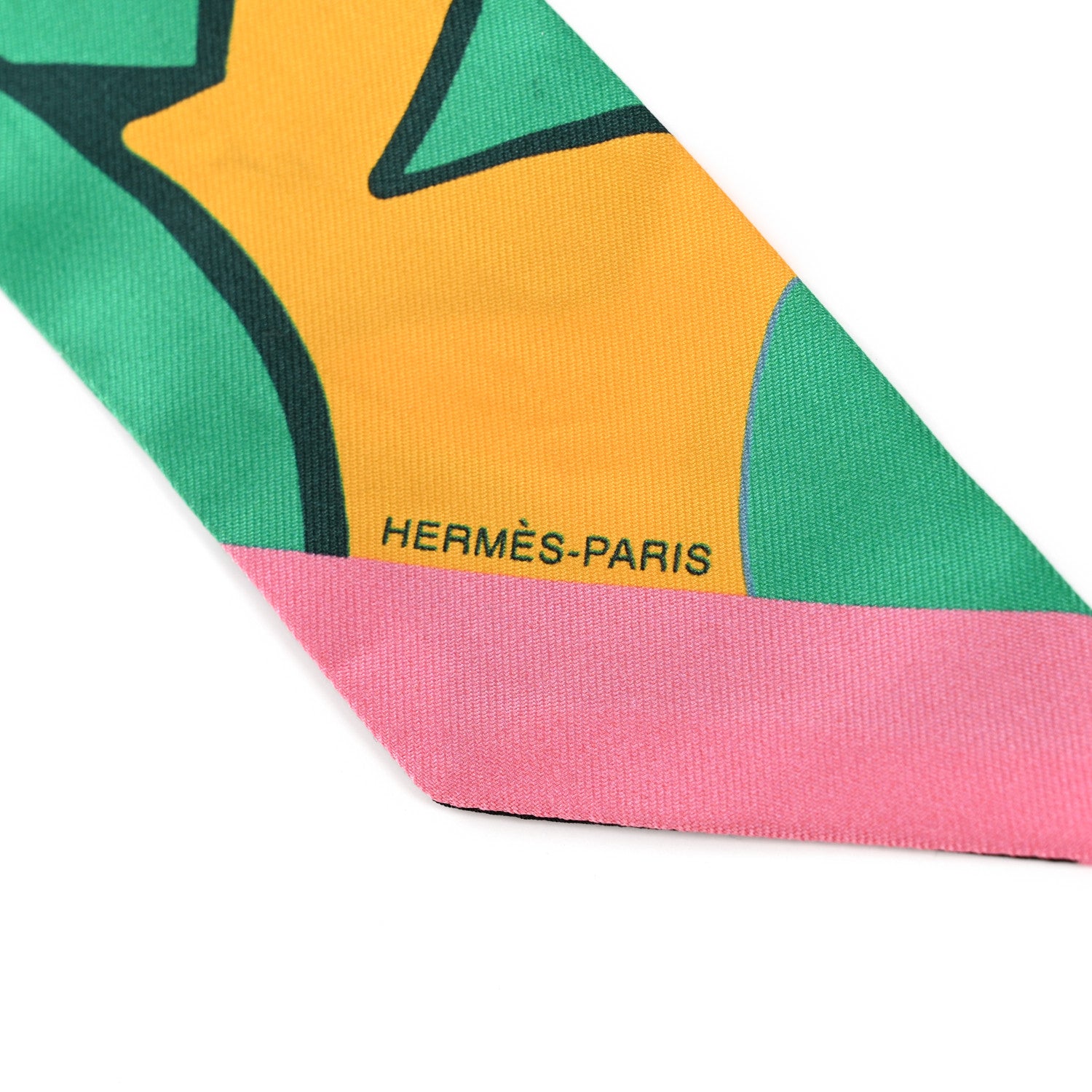 Hermes Silk Graff Graffiti Twilly Monthol Rose Jaune 2 of 6
