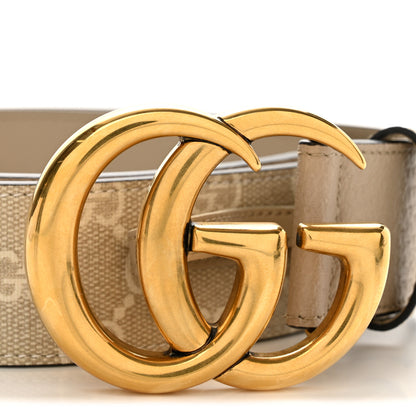 Gucci GG Supreme Monogram Matte Plutone Calfskin Double G 40mm Belt 80 32 Beige Mystic White Oatmeal 6 of 7