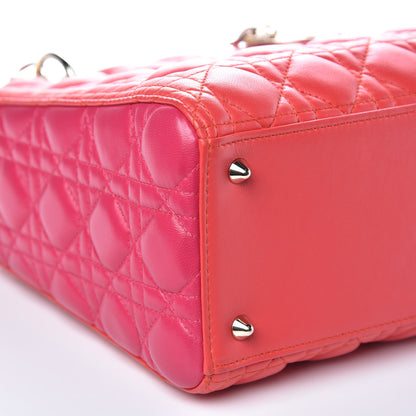 Christian Dior Lambskin Cannage Medium Bi-Color Lady Dior Orange Fuchsia 5 of 10