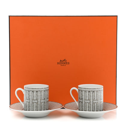 Hermes Porcelain Mosaique au 24 Coffee Cup and Saucer Set of 2 10 of 10