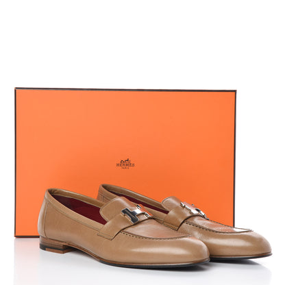 Hermes Goatskin Womens Paris Loafers 38 Taupe 8 of 8