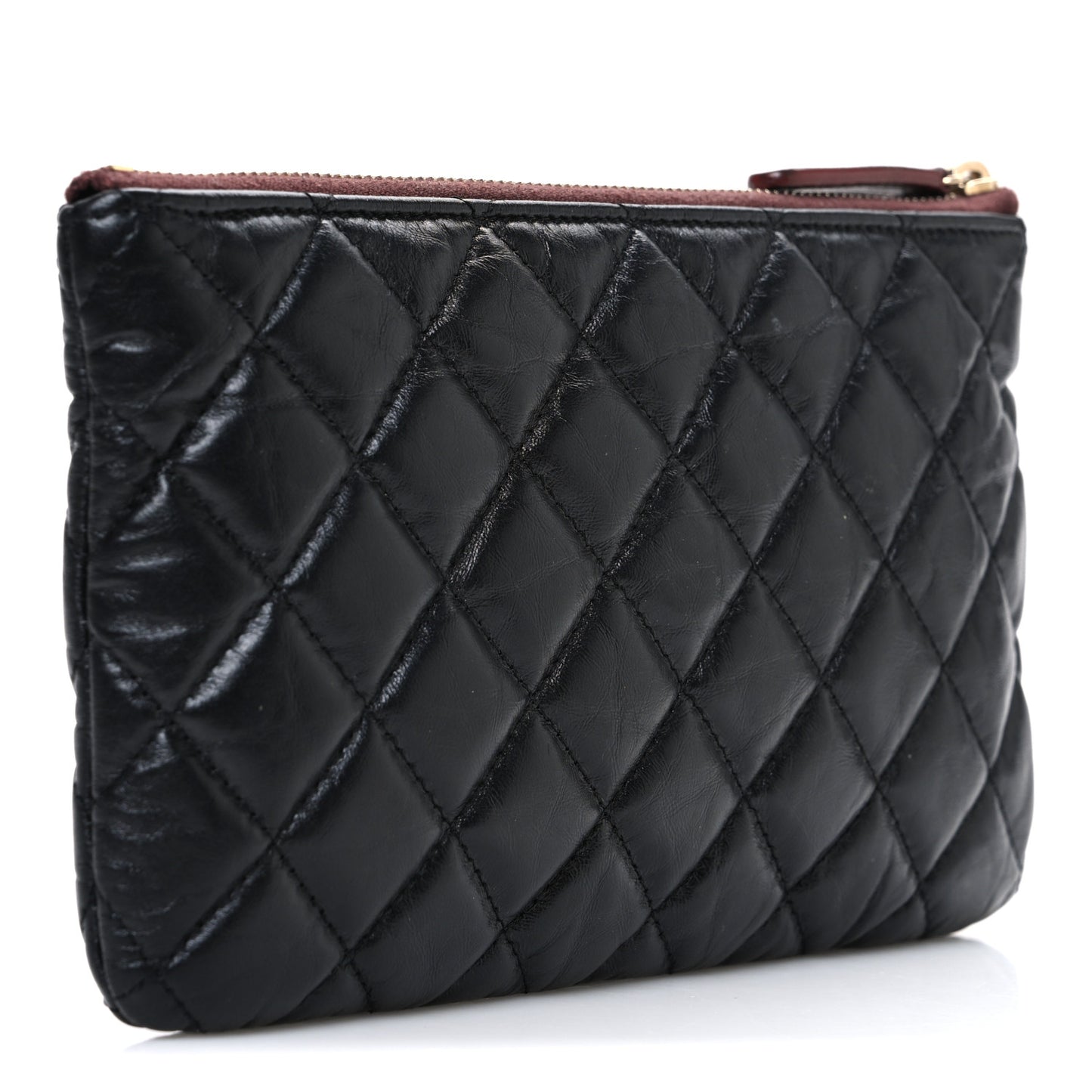 Aged Calfskin Quilted Medium Reissue Cosmetic Case Black