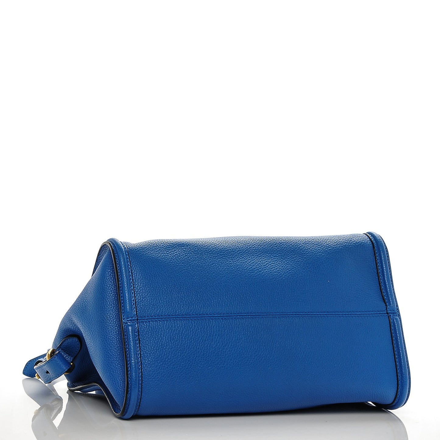 Pebbled Calfskin Small Skull Padlock Zip Around Tote Bright Blue